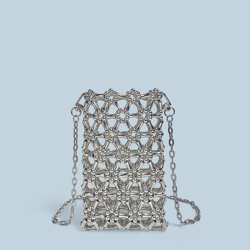 Luxury Bags White - Бамбуковая бусина сумка через плечо, небольшая