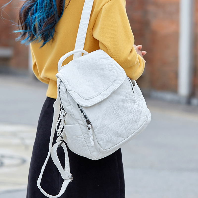 Luxury Bags White - Женский рюкзак, белый рюкзак из промытой