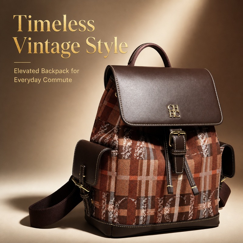 Luxury Bags Women - Модный рюкзак CHHC в стиле колор-блок,